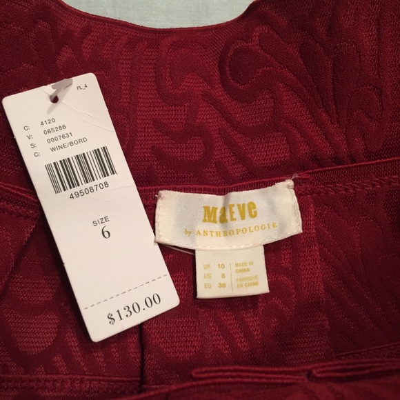 NWT Maeve Anthropologie red scholastic structured banded pleated full skirt - Picture 12 of 12